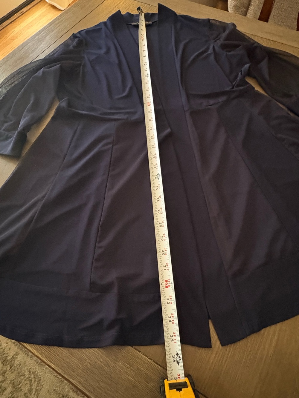 Elegant R&M Richards Navy 2 Piece Dress with Beaded & Rhinestone Jewel Neckline - Picture 11 of 16